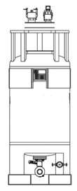 PCM 250 LINED UN reusable metallic pressure discharge IBC for liquids.